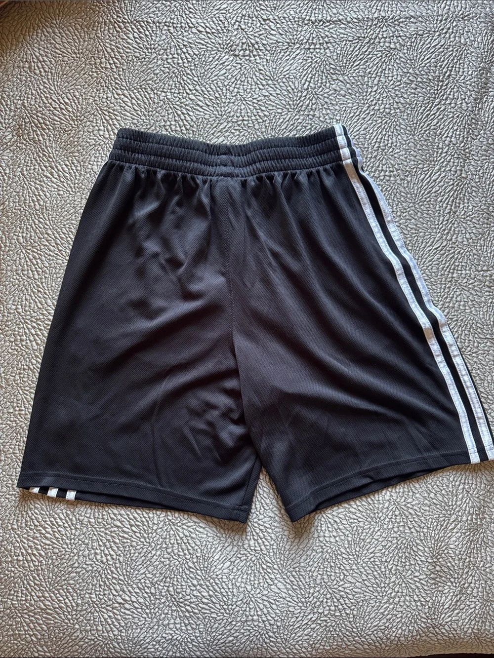 adidas Black Athletic Shorts with White Side Stripes